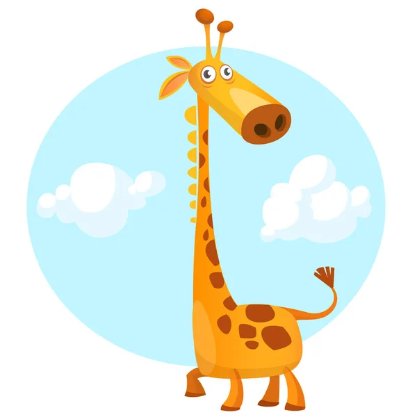 Drôle Dessin Animé Girafe Illustration Vectorielle Isolée — Image vectorielle