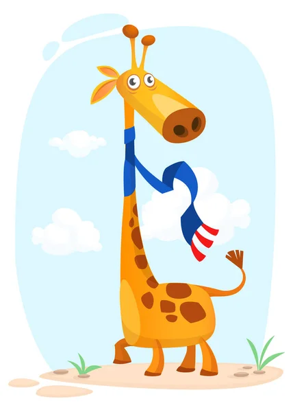 Funny Giraffe Cartoon Design Vector Illustration Isolated — Stock Vector