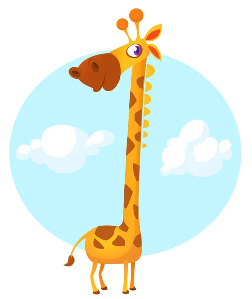 Drôle Dessin Animé Girafe Illustration Vectorielle Isolée — Image vectorielle