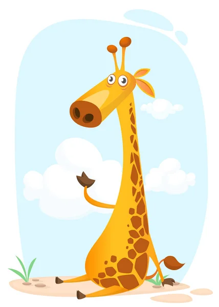 Disegno Divertente Del Fumetto Della Giraffa Illustrazione Vettoriale Isolato — Vettoriale Stock