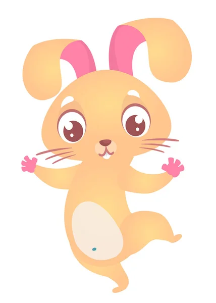 Happy Dancing Bunny Cartoon Easter Vector Rabbit Illustration Isolated — Stock Vector