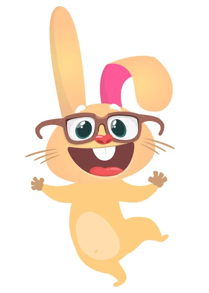 Šťastný Taneční Kreslený Králíček Easter Vector Rabbit Illustration Isolated — Stockový vektor