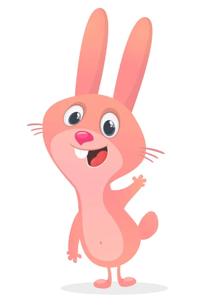 Cartoon Pink Bunny Coelho Acenando Mão Ilustração Vetorial Isolados —  Vetores de Stock