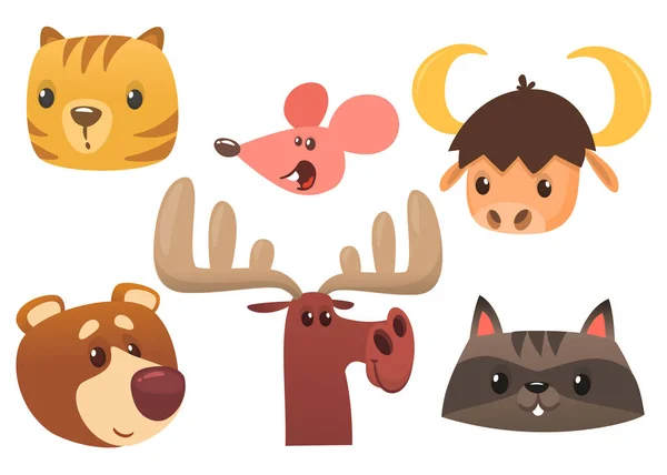 Desenhos Animados Personagens Animais Floresta Desenhos Animados Selvagens Bonito Animais —  Vetores de Stock