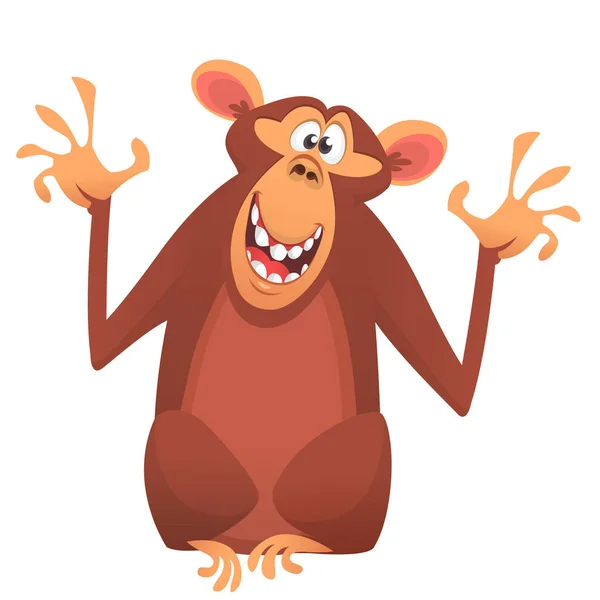 Funny Cartoon Monkey Chimpanzee Isolated White Background Vector Illustration — Stock Vector