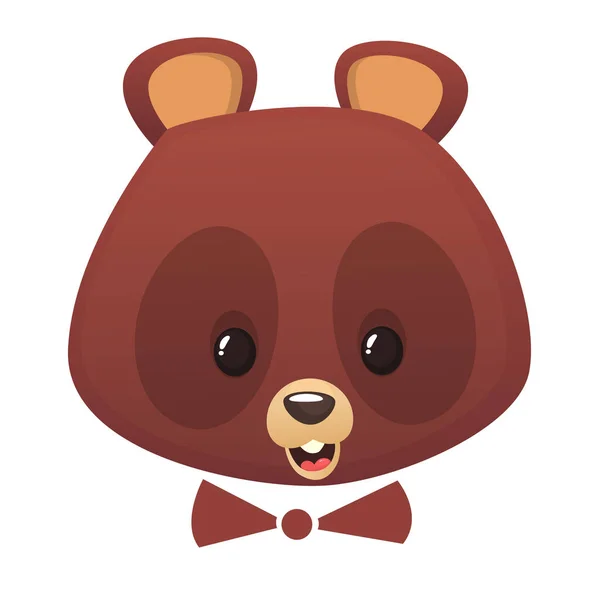 Kreskówkowa Głowa Niedźwiedzia Ilustracja Wektora Brązowego Uśmiechniętego Niedźwiedzia — Wektor stockowy