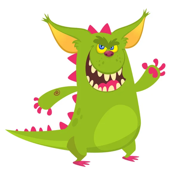 Angry Cartoon Monster Dragon Dinosaur Vector Illustration — Stock Vector