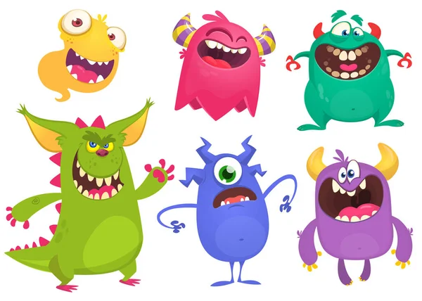 Monstros Dos Desenhos Animados Conjunto Vetorial Monstros Desenhos Animados Isolados — Vetor de Stock