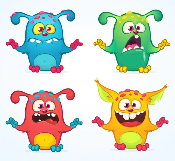 Cartoon Monsters Set Halloween Vector Set Cartoon Monsters Isolated Design — Stock Vector