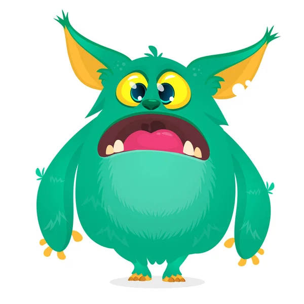 Bang Cartoon Blauw Monster Ontwerp Vector Schattig Monster Mascotte Illustratie — Stockvector