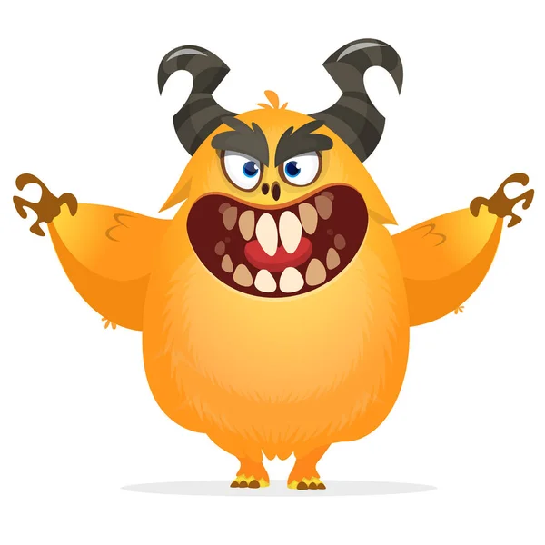 Monstro Peludo Amarelo Dos Desenhos Animados Halloween Vetor Ilustração Monstro —  Vetores de Stock