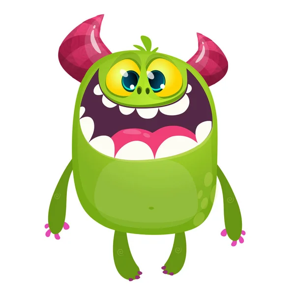 Gelukkig Tevreden Tekenfilmmonster Tevreden Monster Emotie Halloween Vector Illustratie — Stockvector