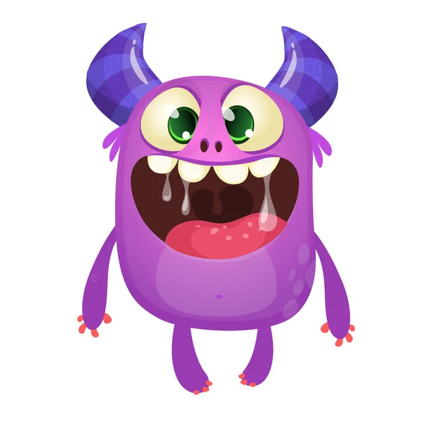 Смешной Милый Мультяшный Монстр Векторная Иллюстрация Фиолетовый Монстр Хэллоуин — стоковый вектор