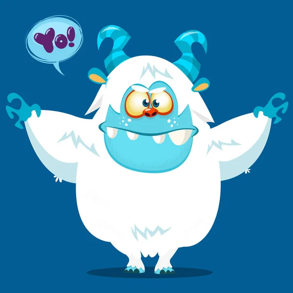 Bonito Desenho Animado Monstro Yeti Vector Personagem Bigfoot — Vetor de Stock