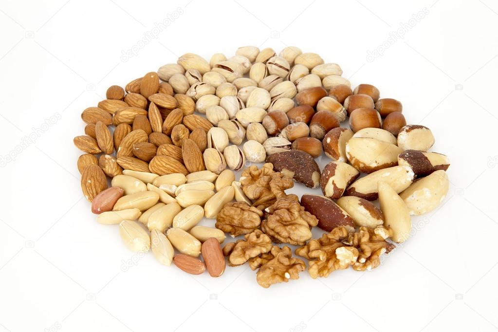 Mixed nuts almonds, pistachios, hazelnuts, brazil nuts, walnuts