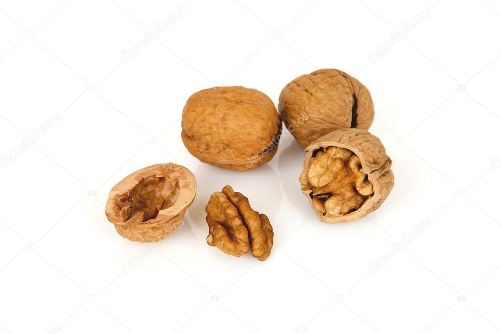 walnuts on a white background