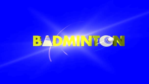 Texto de bádminton azul animado con estilo en croma de pantalla verde útil en juegos o programas basados en atletismo — Vídeos de Stock