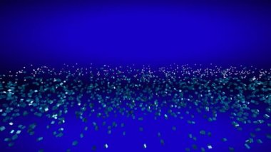 Animasyonlu döngü gerçek leziz güzel görsel döngü mavi ve siyah zemin üzerinde yavaş hareketli parlak kutu parçacıkları fon arka plan doku için teknoloji uzay bilimi tabanlı yayın programları için yararlı