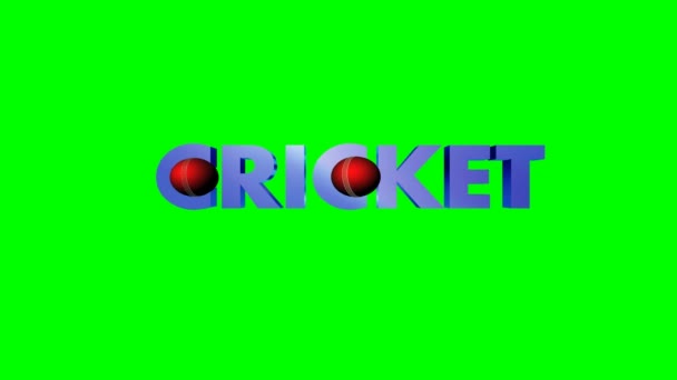 Κινούμενο κείμενο κρίκετ με ταλέντο στην πράσινη οθόνη αποχρώσεων χρήσιμο για αθλητικά προγράμματα — Αρχείο Βίντεο