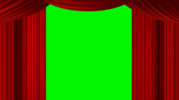 Geanimeerde zoomen hart rood gordijn op groen scherm Chroma Key voor Oscar Movie Review fase Toon entertainment drama Valentine gebaseerd chat Talk Toon live uitzending uitzendingen Programma's als achtergrond — Stockvideo