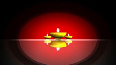 Animasyonlu aydınlatma toprak lambalar siyah arka plan yararlı egreeting kartı kırmızı canlı fon veya üç sevimli sarı diyas ile diwali Hindu festivali kutlamak için yayın sanal set olarak kullanın