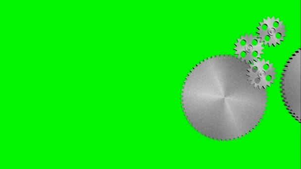 Animated green choma moving many small big gears useful for broadcasting programs based on technology science business industry economy management designing as jacket bug background backdrop texture — Stock Video