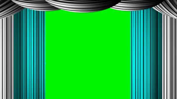 Анімоване масштабування блакитного завісити білими на зелений екран chroma ключ для нагороди Oscar фільм огляд етапу шоу розваги драма, підставі чат ток-шоу трансляцією у прямому ефірі для трансляції програм як фон — стокове відео