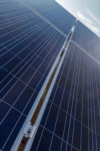 Photovoltaic solar panels diagonal perspective — Stock Photo, Image