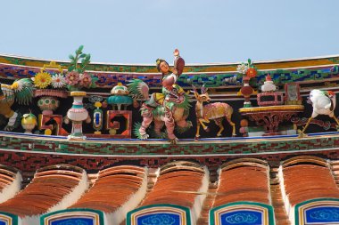 Malacca CIT Cheng Hoon Teng Çin tapınakta heykelleri çatı