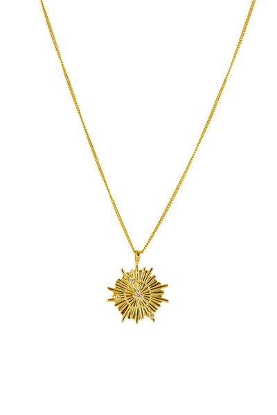 Κομψό Χρυσό Κολιέ Σχήμα Αστεριού Λευκό Φόντο Όμορφα Γυναικεία Κοσμήματα — Φωτογραφία Αρχείου