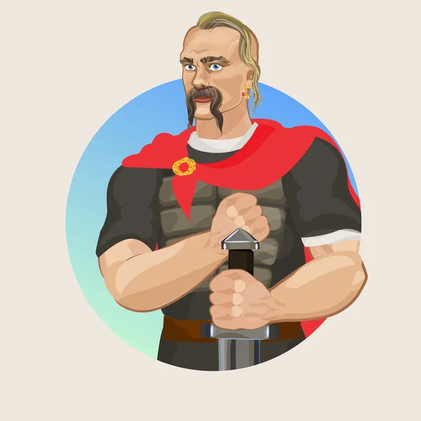 Kiev Prince guerrier dans un manteau rouge — Image vectorielle