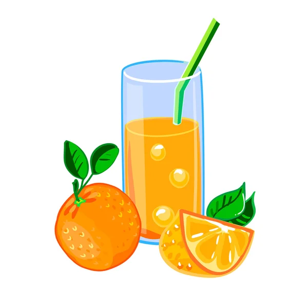 Un vaso de jugo de naranja fresco — Vector de stock