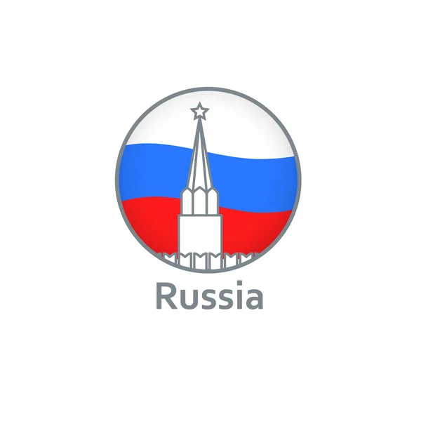 Símbolos, la bandera y el Kremlin . — Vector de stock