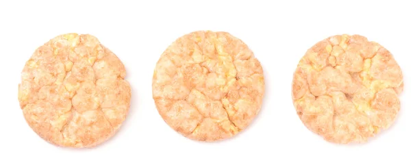 Smaksatt Mini Rice Crackers Vit Bakgrund — Stockfoto
