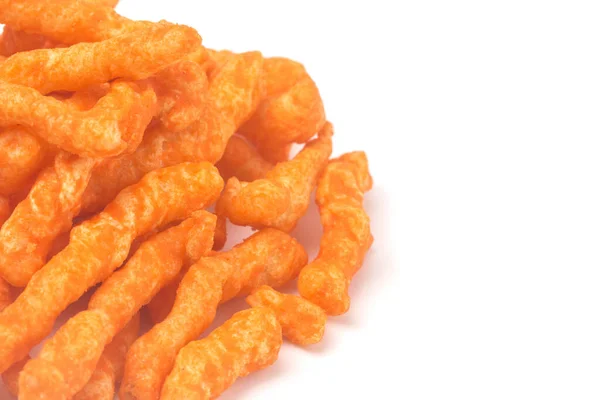 Lange Und Knackige Orange Käse Chips Auf Weißem Hintergrund — Stockfoto