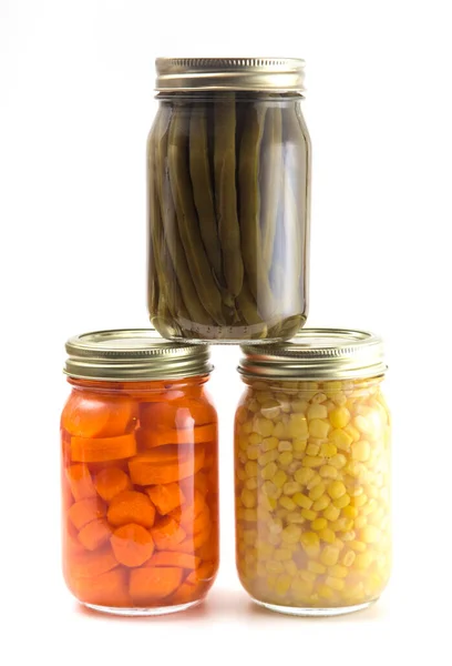 Green Beans Carrots Corn Home Canning Jars Royalty Free Stock Images