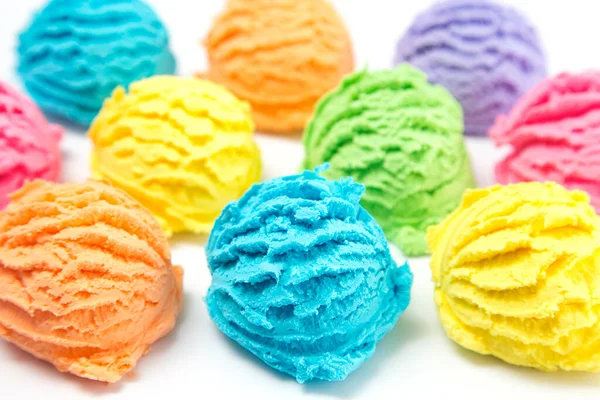 Scoops Rainbow Ice Cream White Table — Stock Photo, Image