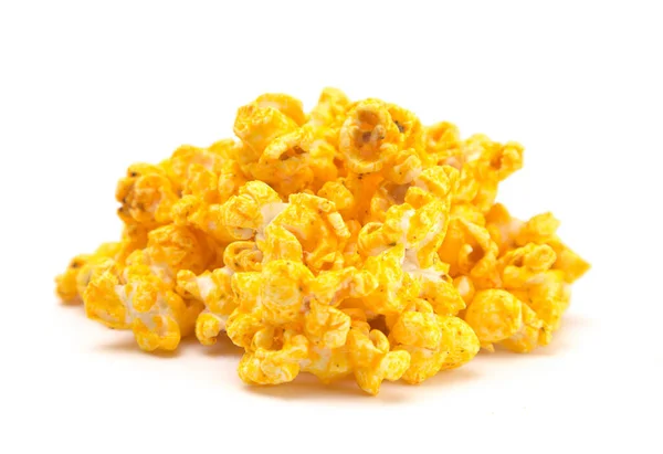 Habanero Smaksatt Ost Popcorn Vit Bakgrund — Stockfoto