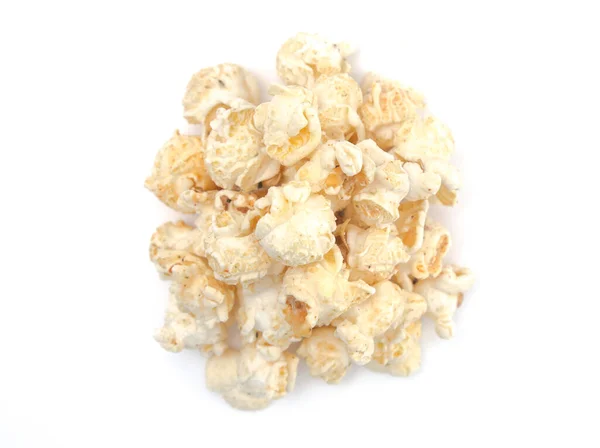 Chili Ochucené Popcorn Bílém Pozadí — Stock fotografie