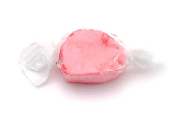 Single Piece Red Salt Water Taffy White Background — Stock Photo, Image