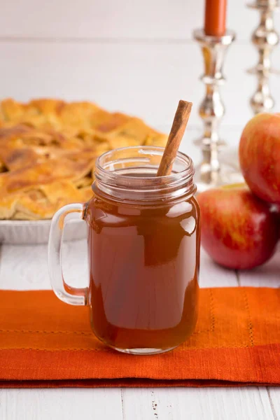 Hot Apple Cider Apple Pie Cinnamon Stick — Stock Photo, Image