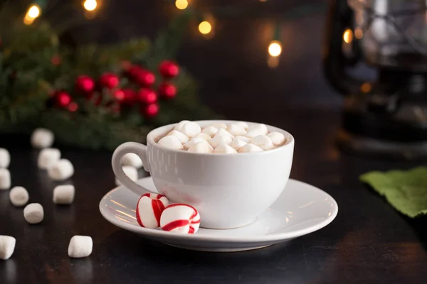 Hot Chocolate Marshmallows Table Set Holidays — Stock Photo, Image