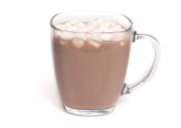 Chocolate Quente Marshmallows Fundo Branco — Fotografia de Stock