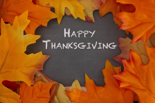 Gelukkige Thanksgiving Achtergrond Met Fall Leaf Boarder — Stockfoto