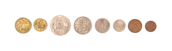 Australské Mince Bílém Pozadí — Stock fotografie