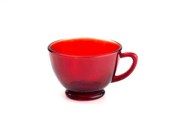 Taza Transparente Roja Sobre Fondo Blanco — Foto de Stock