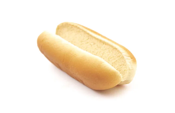 Hot Dog Bun Fundo Branco — Fotografia de Stock