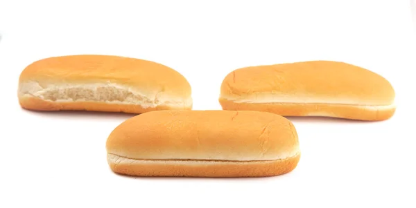 Hot Dog Bun Fundo Branco — Fotografia de Stock