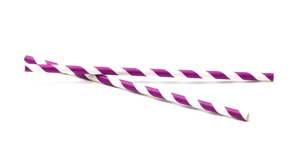 Stripped Paper Straws White Background — Stock Photo, Image