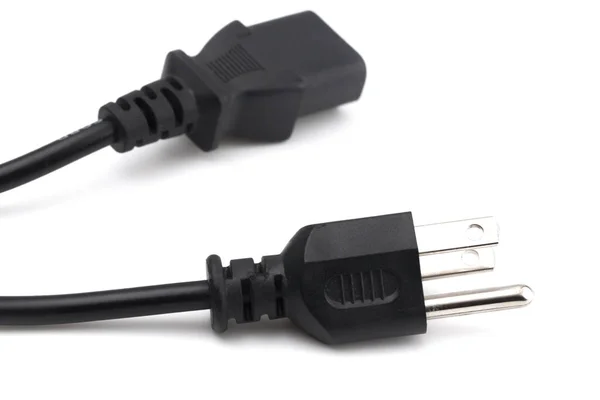 American Three Prong Power Cable Een Witte Achtergrond — Stockfoto